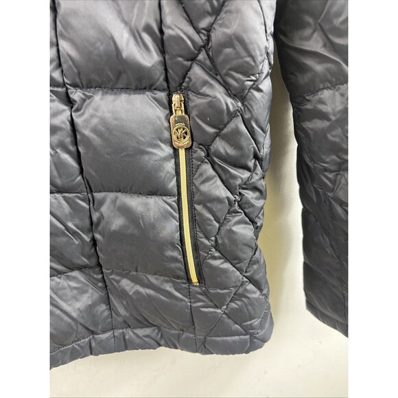 Michael Kors Womens Jacket Sz S Black Packable Down Quilted Nylon Zip Front - Picture 2 of 9
